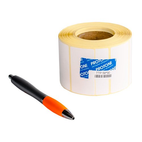 Полипропиленовая этикетка с усиленным клеем 58 x 40 мм (1 ряд, 1000 шт, втулка 40)